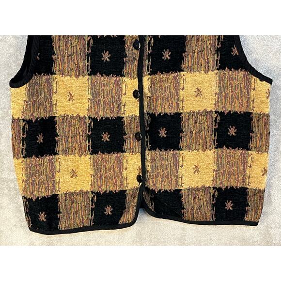 VTG Patchwork Corduroy Vest Size 22/24 Fall Cabin Core Western Rodeo Winter - Picture 3 of 5